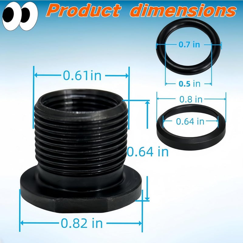 Axyuada 3 Pcs Thread Adapters and Rubber&Metal Washers, Replacement Kit, 1/2 * 28, 5/8 * 24, Black - Image 2